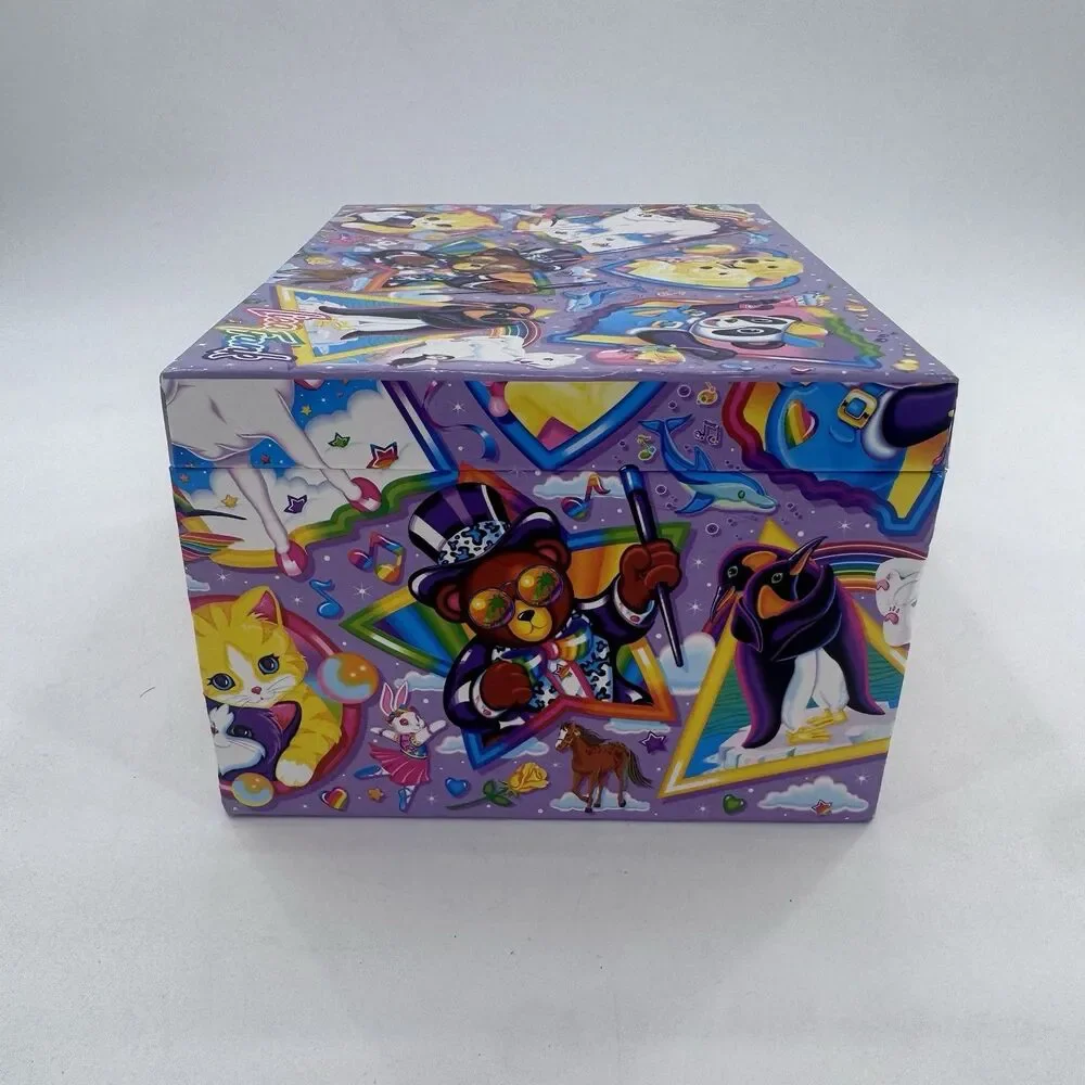 VTG 90s Lisa Frank Jewelry Trinket Stationary Storage Box and 6 Charms Fast Ship